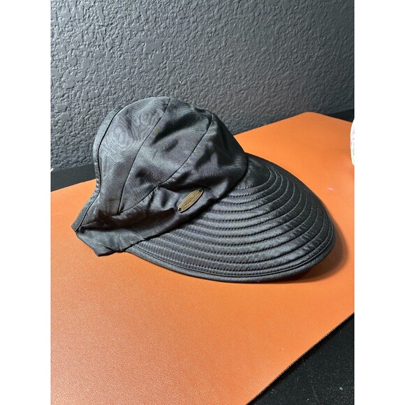 Panama Jack Women's Black Sun Visor Hat Wide Brim Adjustable One Size - Picture 2 of 4